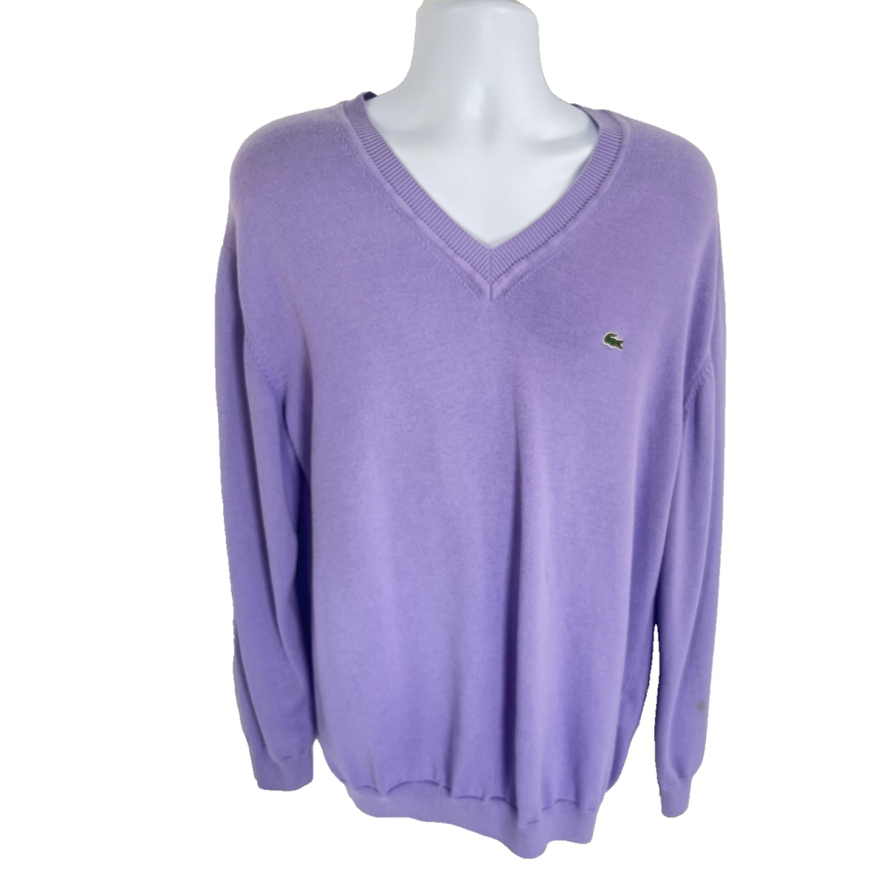 Lacoste Sweater Purple V-Neck Pullover Crocodile Logo‎ Aligator Patch Mens 3XL